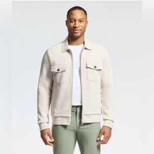 Psycho Bunny small Men's Natural The Oaks Knit Bomber Shacket jacket coat top